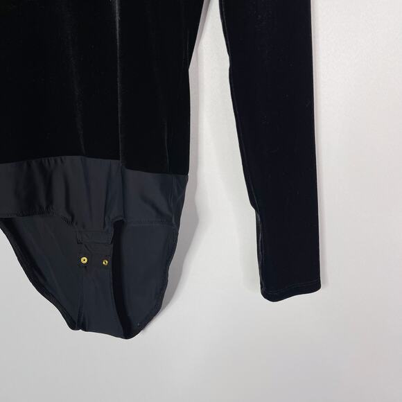 J Crew Womens XSmall Black Velvet Scoop Neck Long Sleeve Bodysuit Snap Closure - Picture 5 of 12